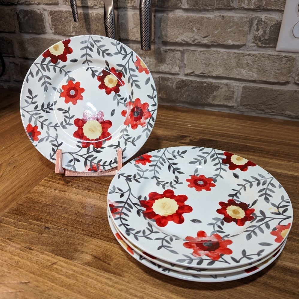 Cooks Essentials 8" Floral Stoneware Salad Plates - 4 Available